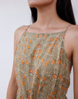 Hand-Printed Simané Jumpsuit (Safari Green) - CQC LA - One Size