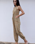 Hand-Printed Simané Jumpsuit (Safari Green) - CQC LA - One Size