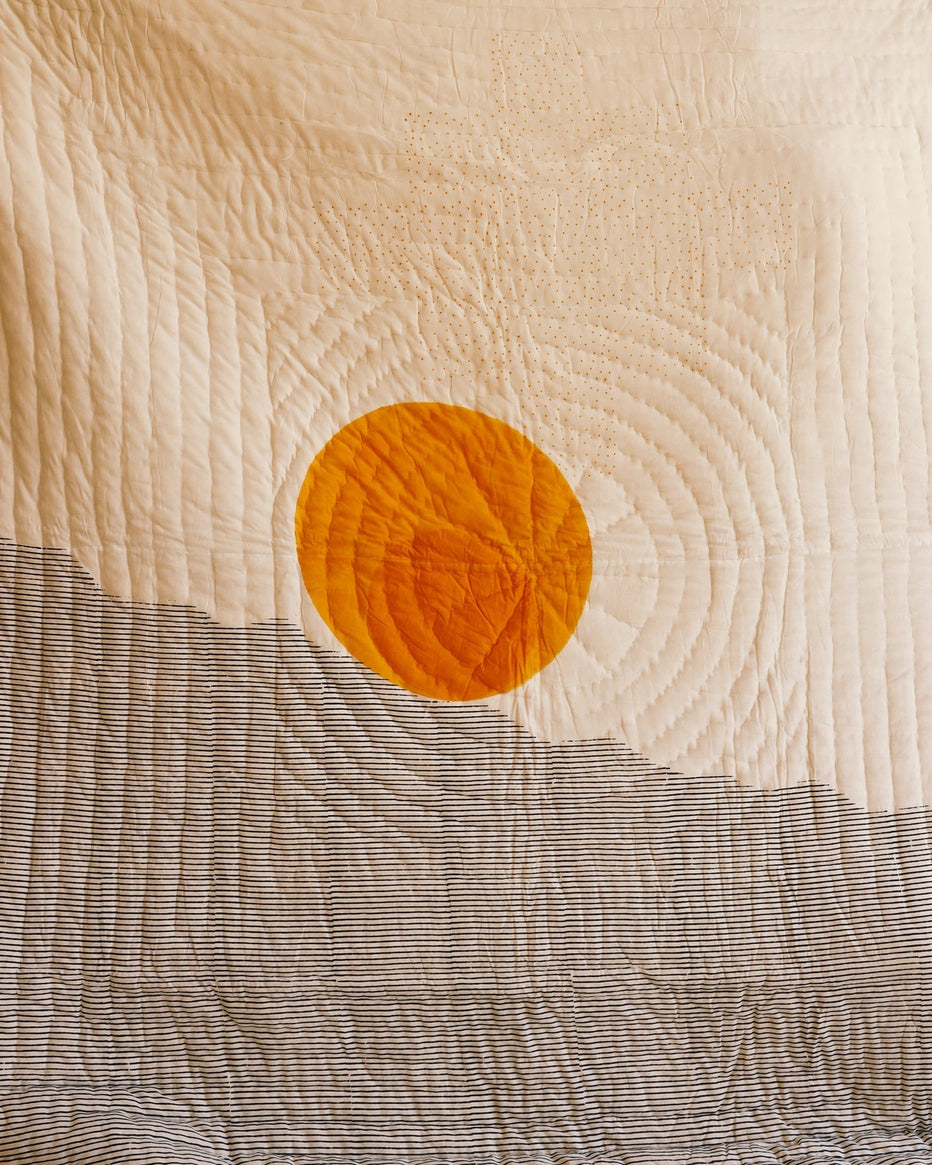 Handmade Block-Printed Quilt with 100% Cotton Filling: Sun & Lunar ...