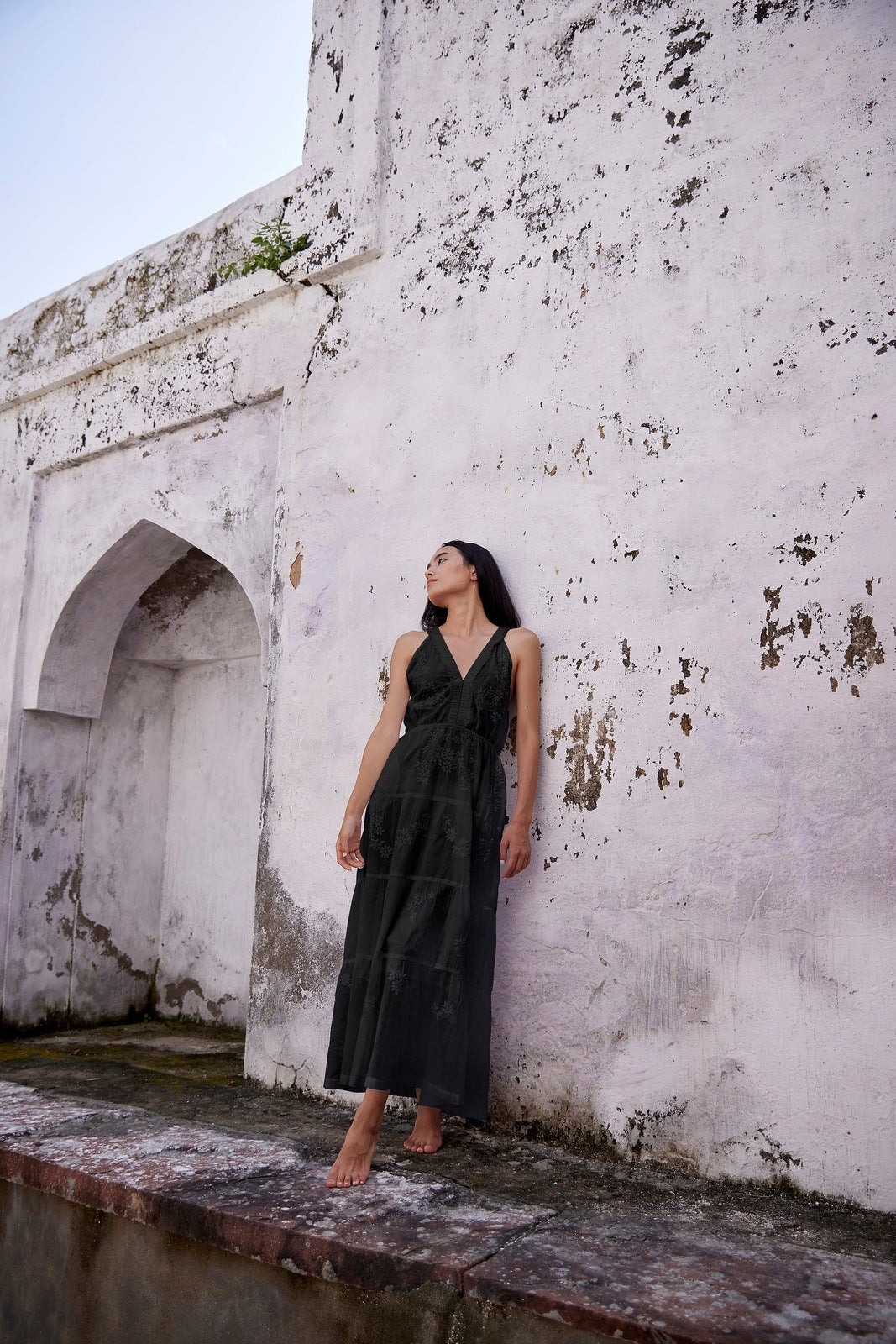 Black Kos Dress - Hand-Embroidered Cotton | Bohemian Chic