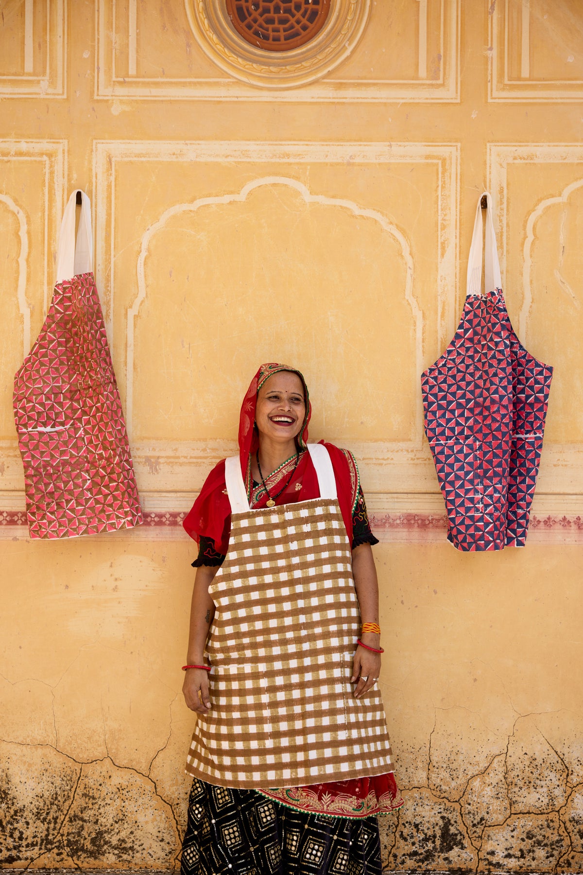 Kite Indigo + Red Linen Smock Apron