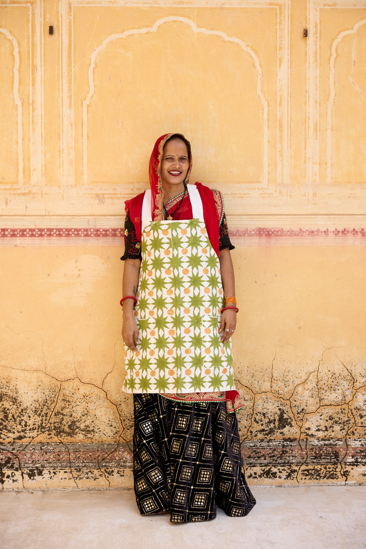 Aster Hand-Block Printed Linen Smock Apron