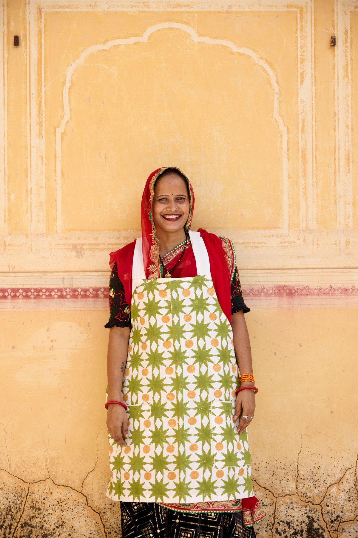 Aster Hand-Block Printed Linen Smock Apron