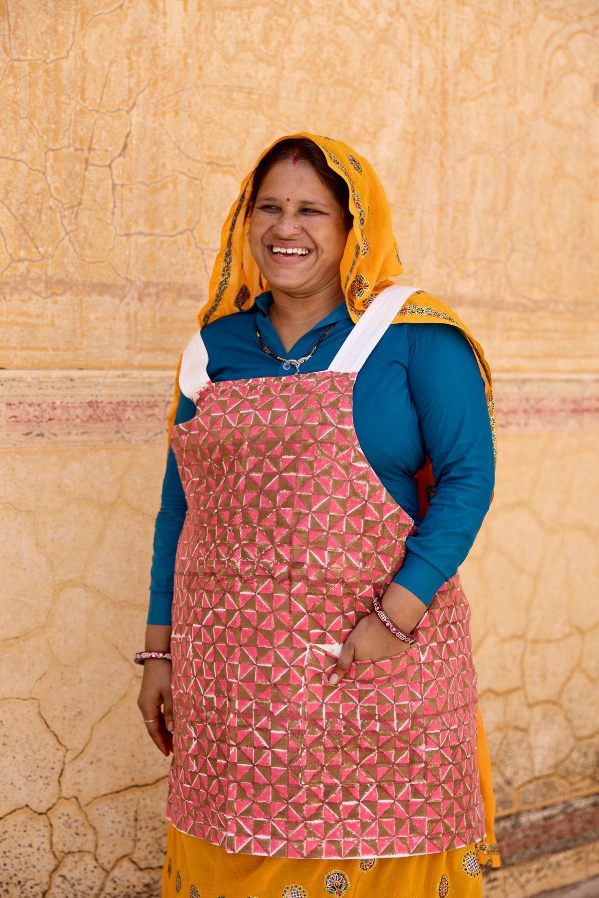 Kite Coral + Camel Linen Smock Apron
