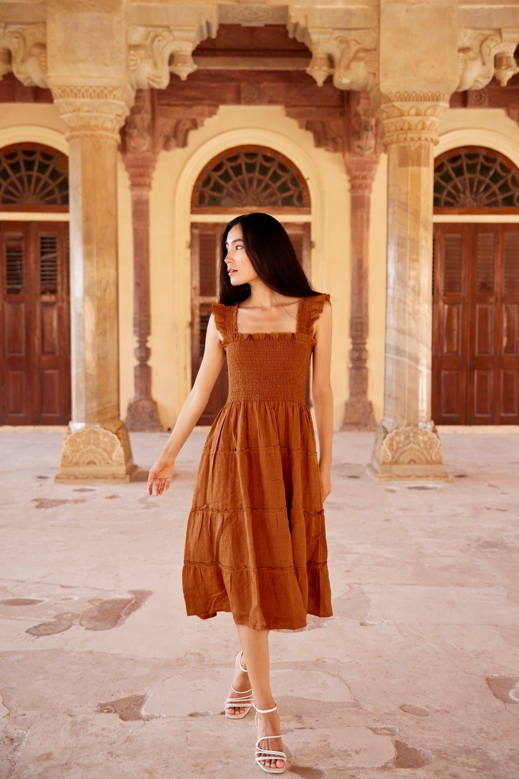Alma Linen Midi Dress - CQC LA - XS/S