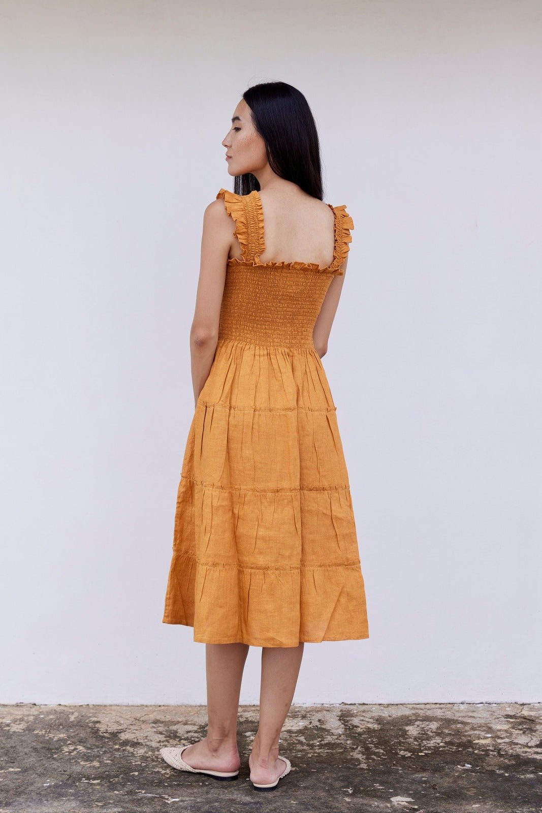 Alma Linen Midi Dress - CQC LA - XS/S