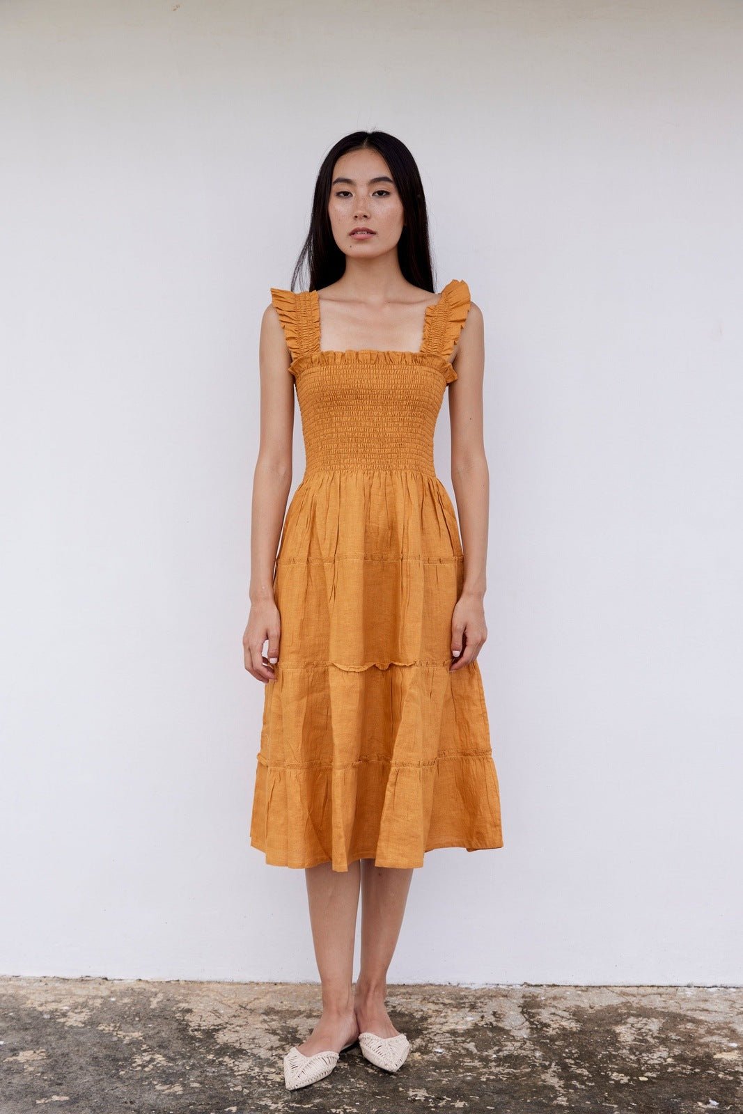 Alma Linen Midi Dress - CQC LA - XS/S