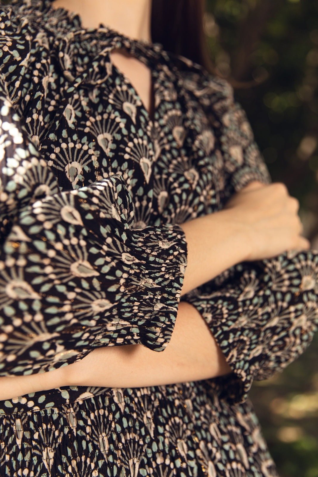 Hand-Printed Dree Maxi Dress (Lurex) - CQC LA - XS/S