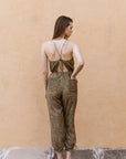 Hand-Printed Simané Jumpsuit (Safari Green) - CQC LA - One Size