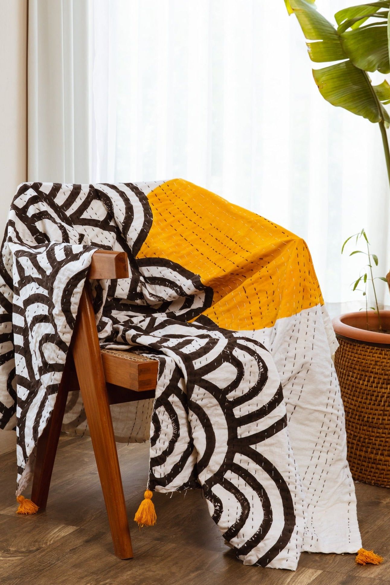 Making Waves Kantha Throw - CQC LA -