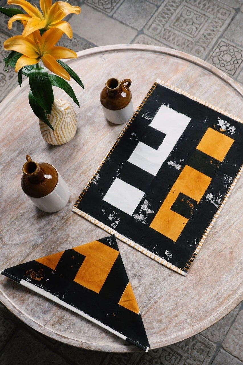 Midnight Moon Placemat Set - CQC LA - Set of 4 Placemats with Napkins
