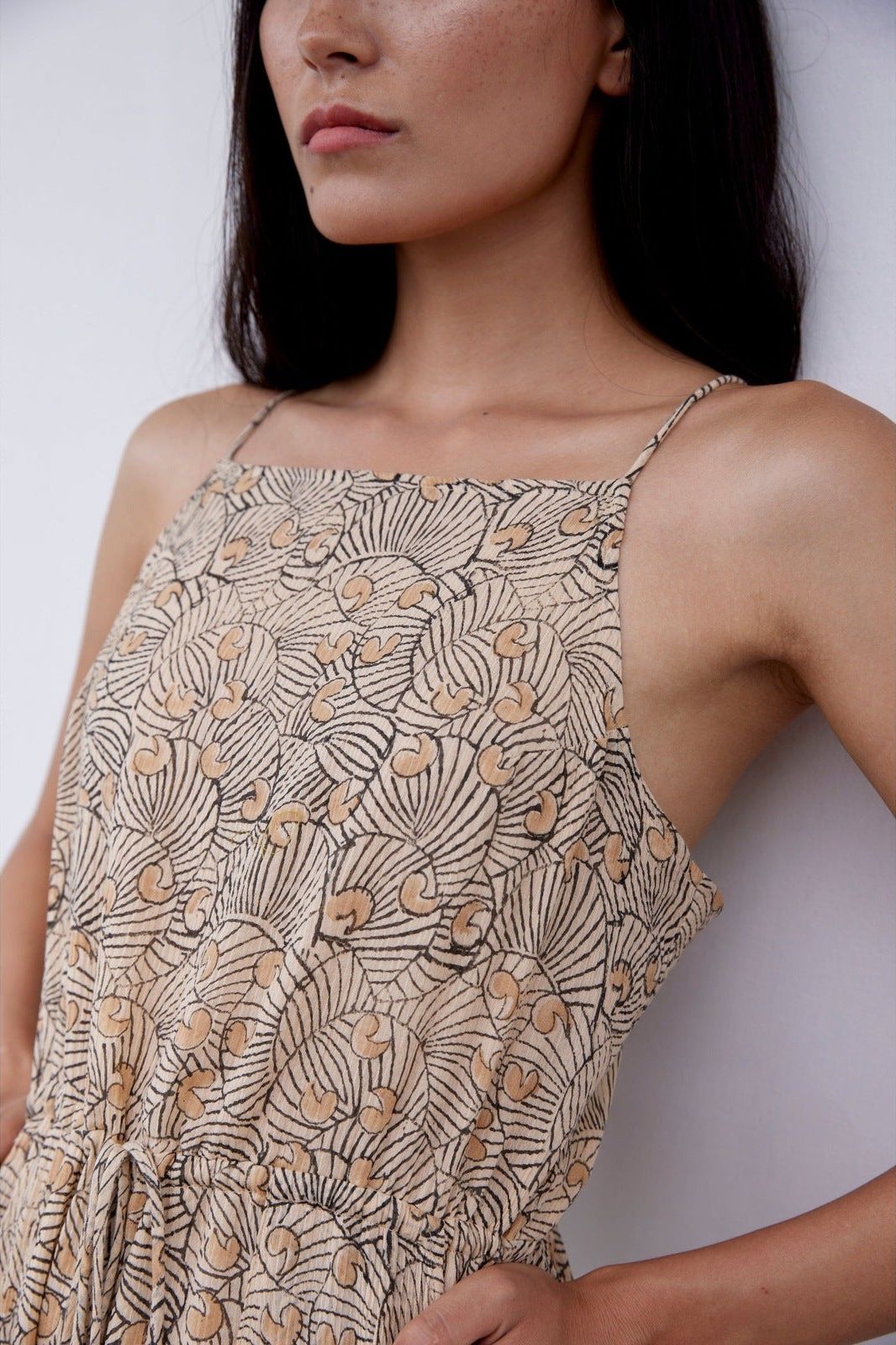 Hand-Printed Simané Jumpsuit (Desert Sand) - CQC LA -