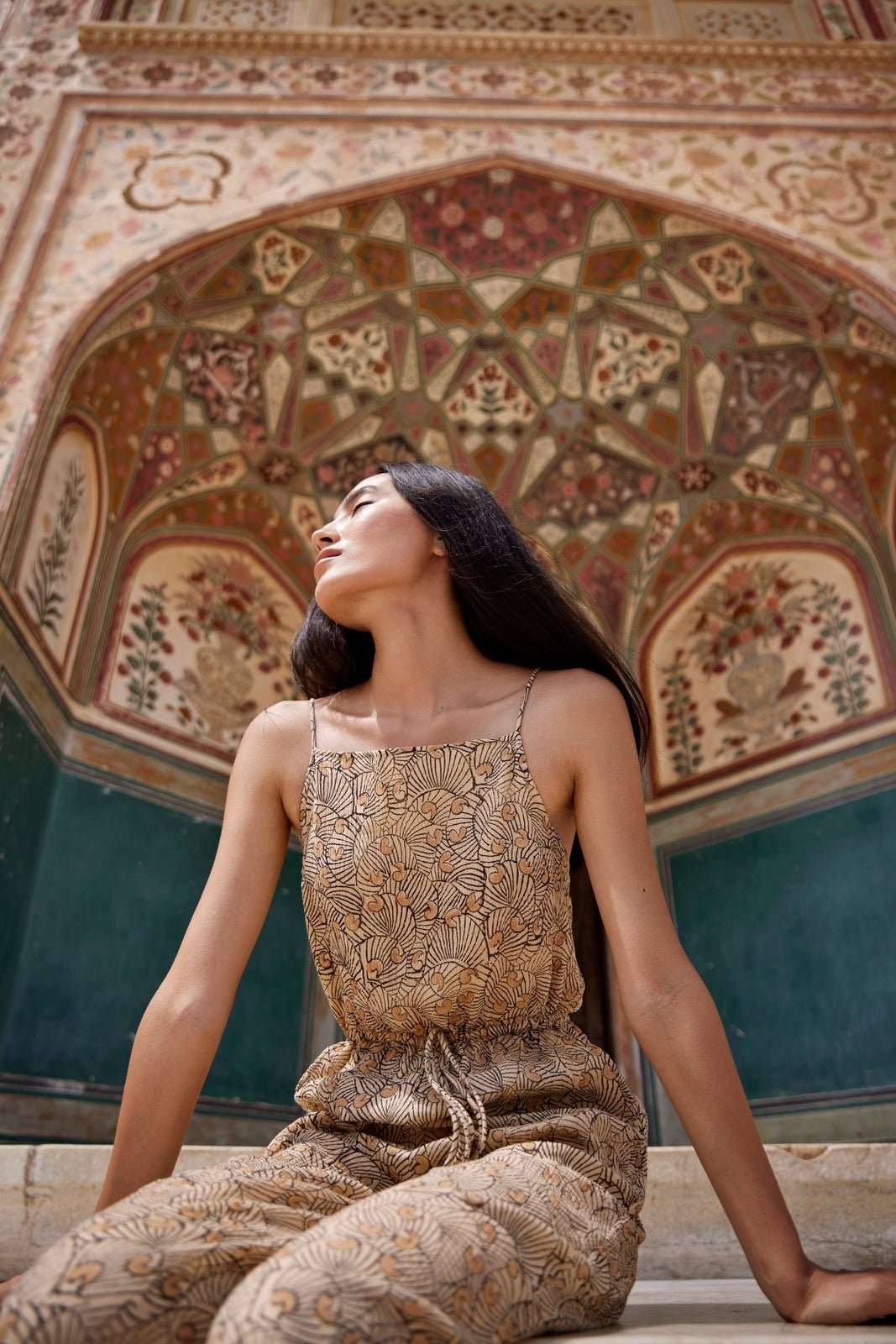 Hand-Printed Simané Jumpsuit (Desert Sand) - CQC LA -