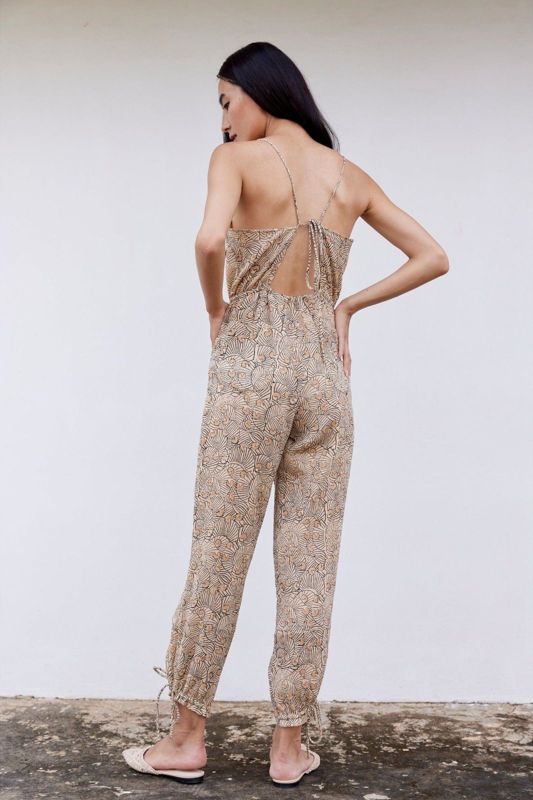 Hand-Printed Simané Jumpsuit (Desert Sand) - CQC LA -