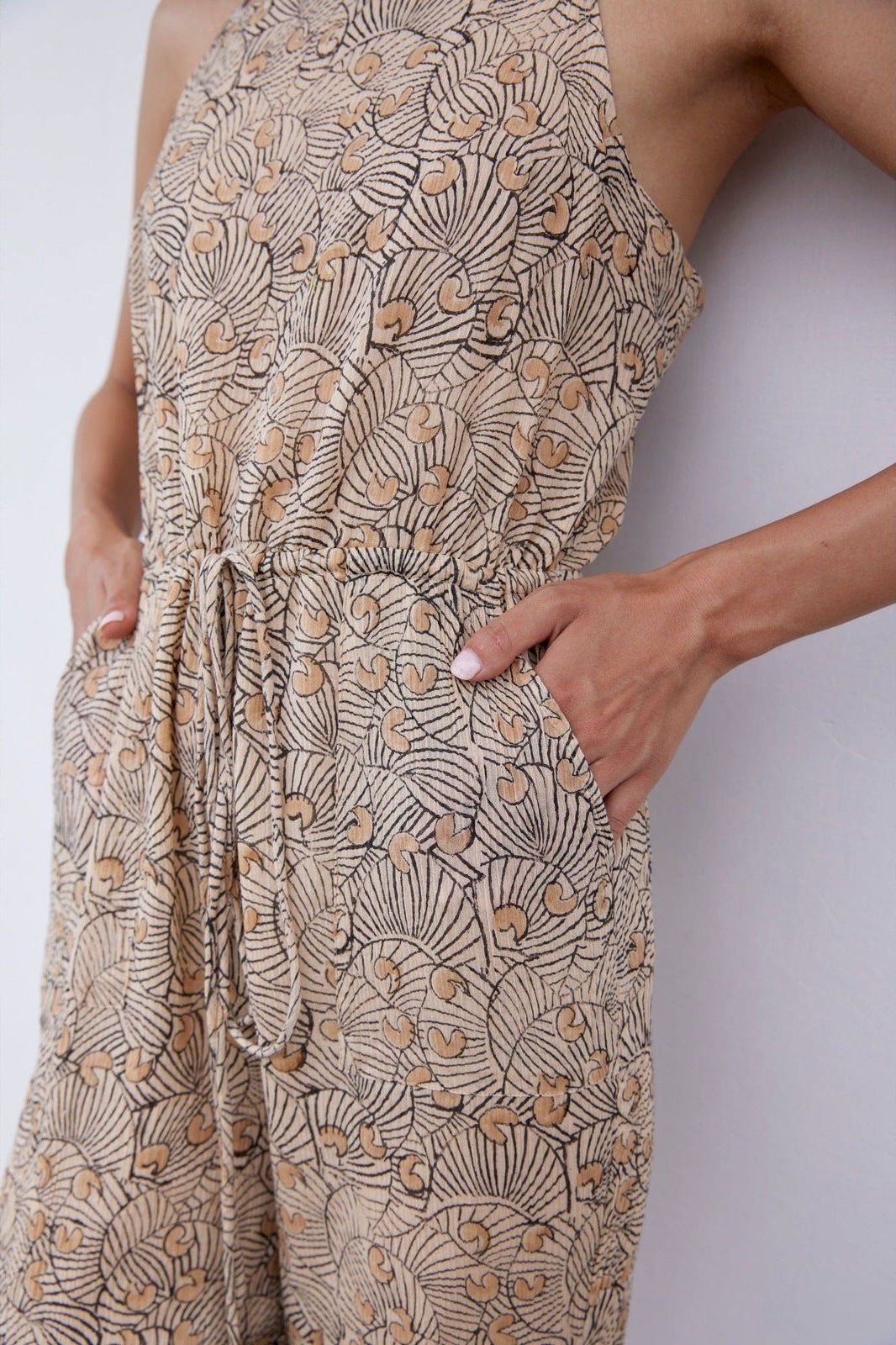 Hand-Printed Simané Jumpsuit (Desert Sand) - CQC LA -