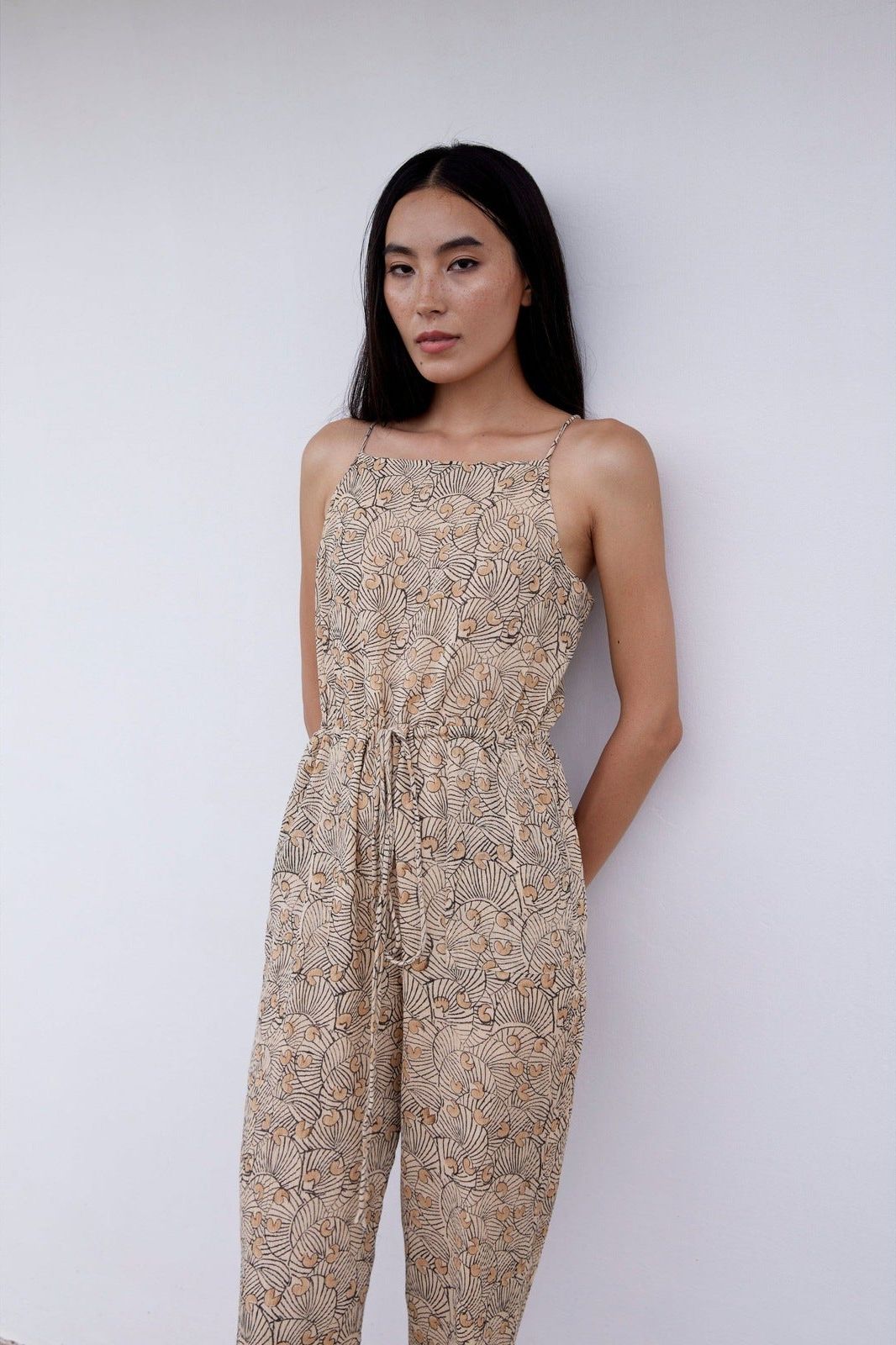 Hand-Printed Simané Jumpsuit (Desert Sand) - CQC LA -