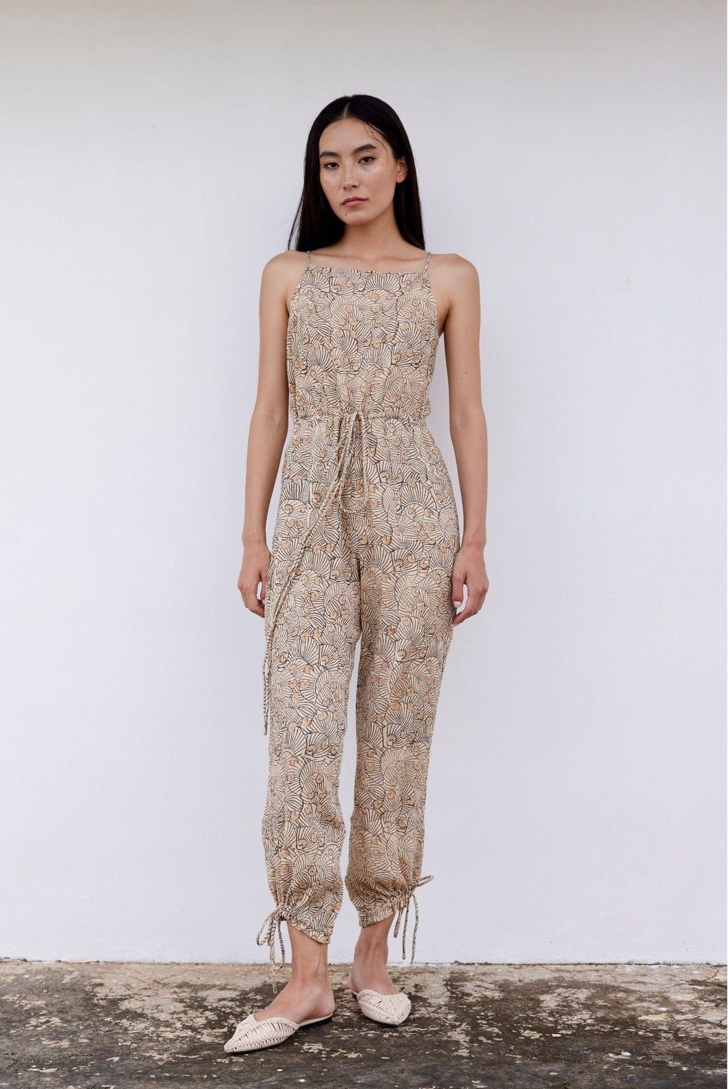 Hand-Printed Simané Jumpsuit (Desert Sand) - CQC LA -