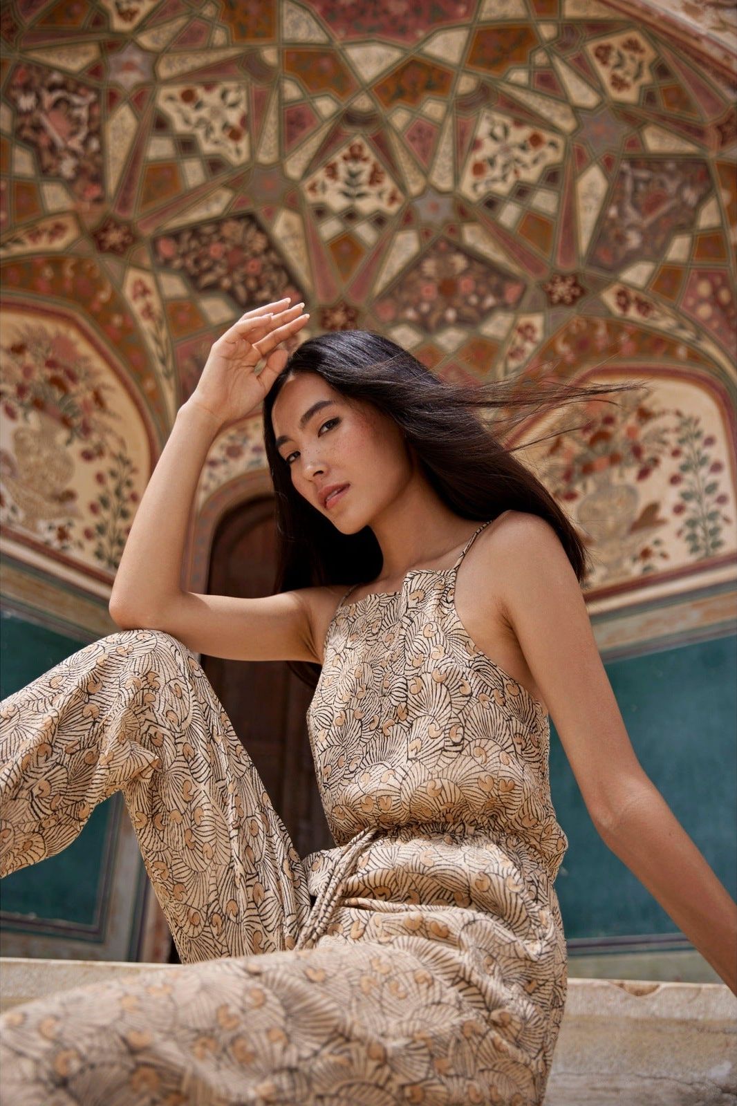 Hand-Printed Simané Jumpsuit (Desert Sand) - CQC LA -
