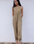 Hand-Printed Simané Jumpsuit (Safari Green) - CQC LA - One Size