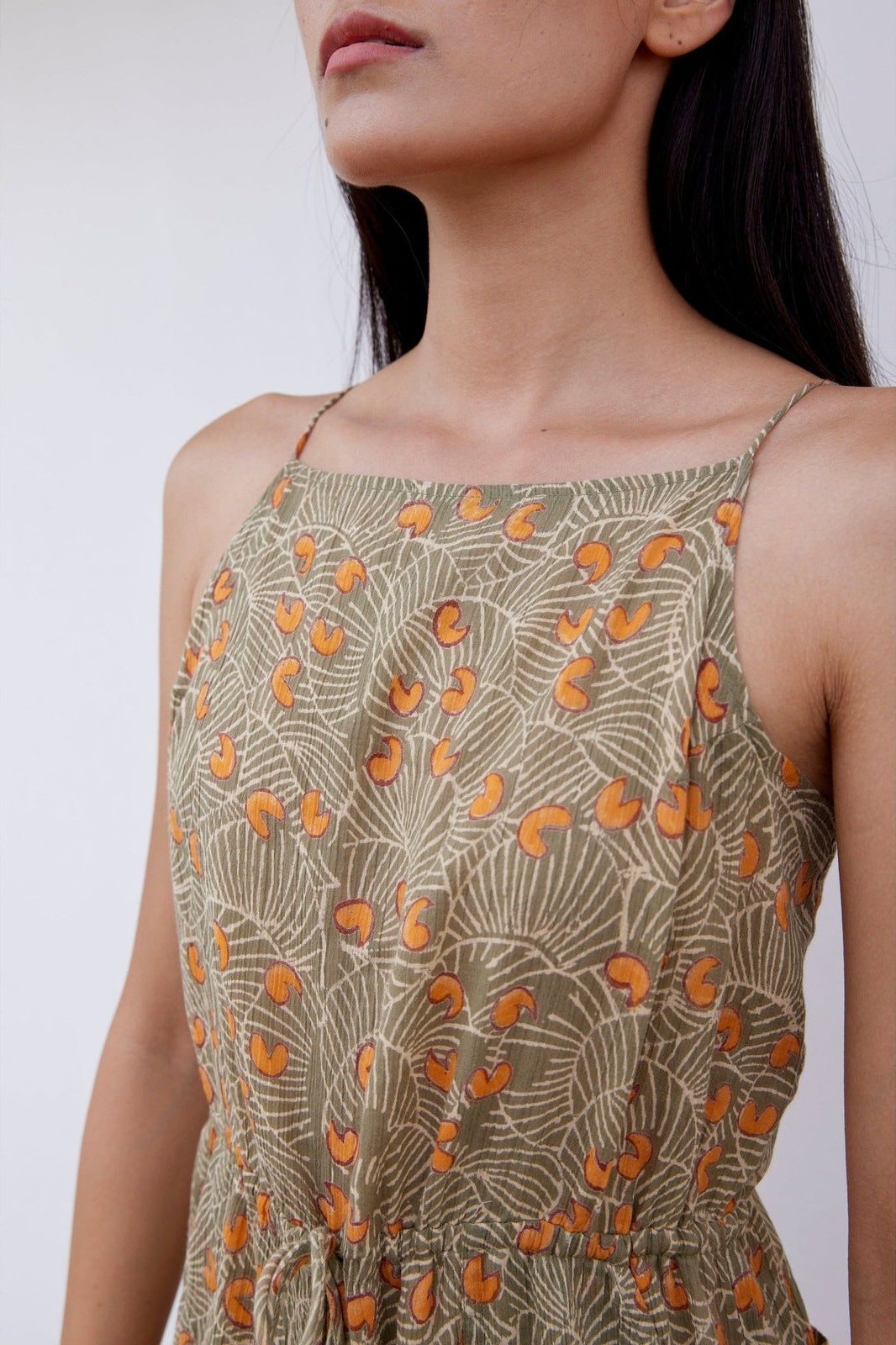 Hand-Printed Simané Jumpsuit (Safari Green) - CQC LA - One Size