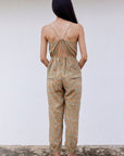 Hand-Printed Simané Jumpsuit (Safari Green) - CQC LA - One Size